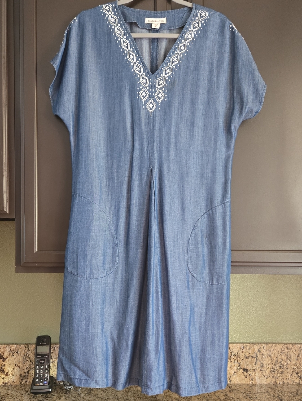 Coldwater Creek Blue Chambray Dress with Subtle Texture